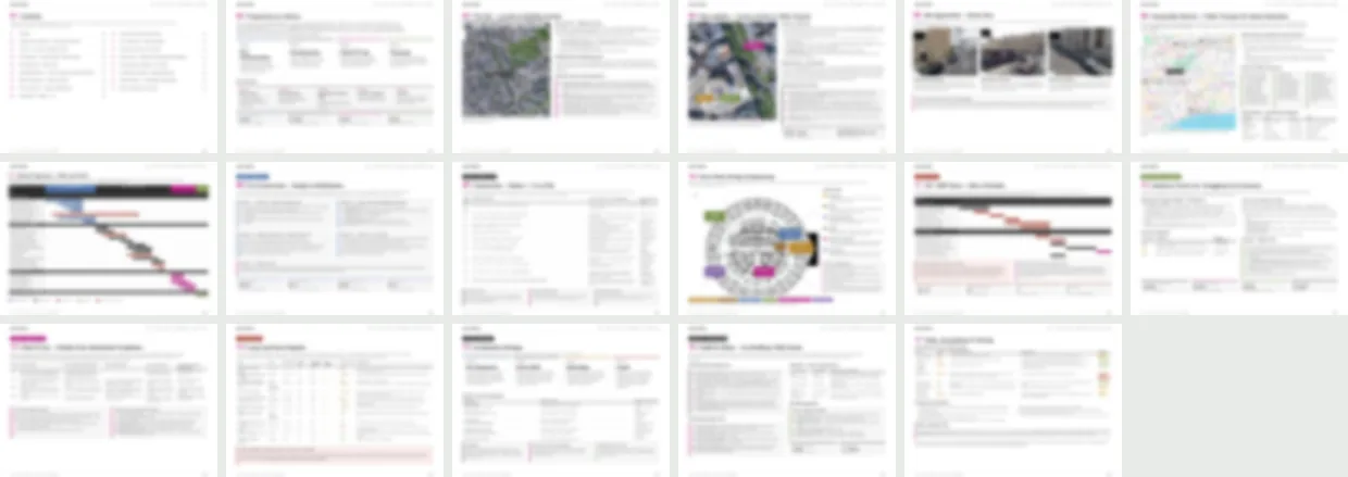 Page mosaic of the 18-page programme addendum, blurred so layout and scale are visible but no text is legible