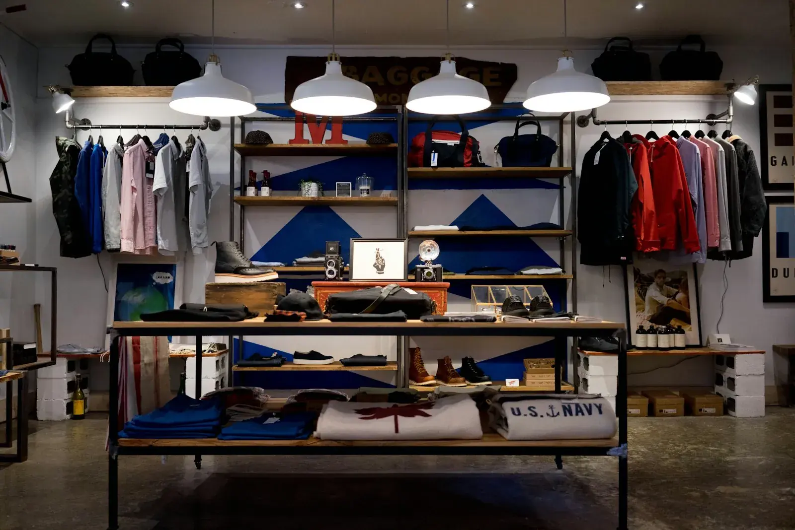 Modern retail store interior during rebrand renovation showing fixture installation and store layout